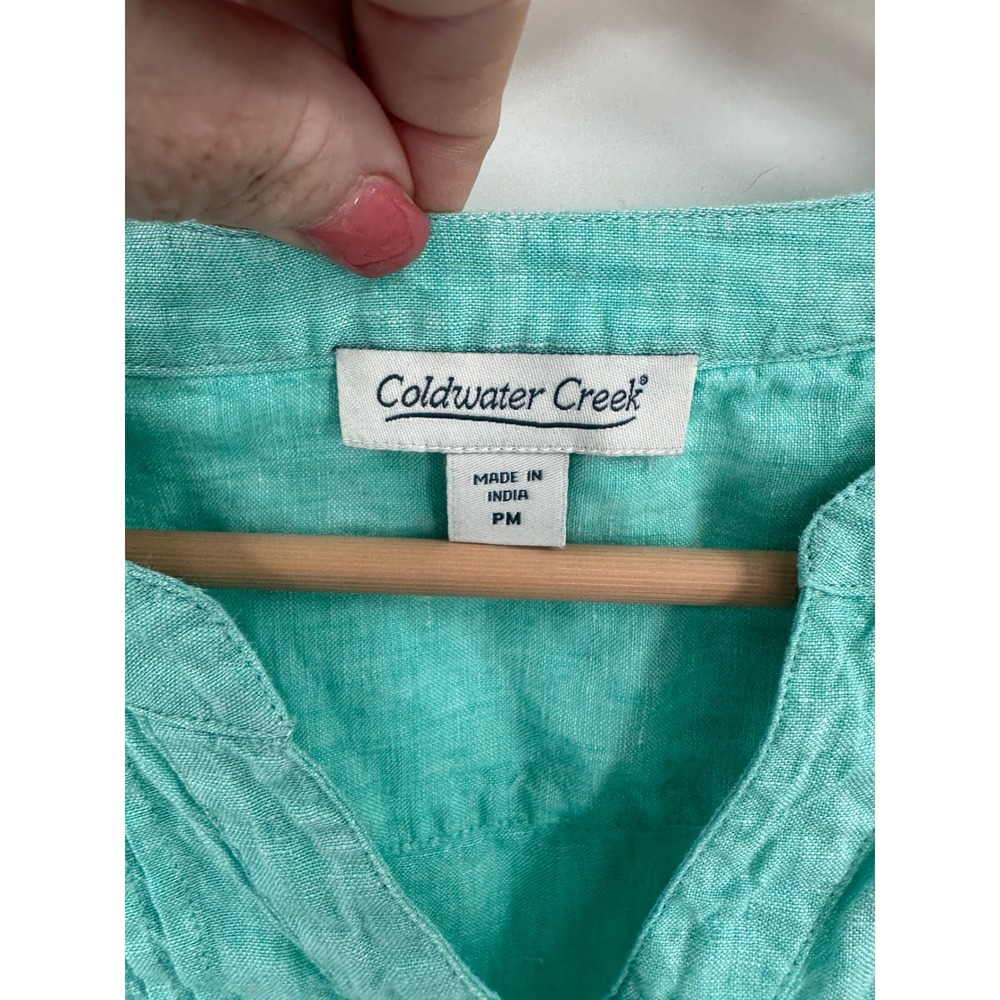 Coldwater Creek Linen Top Shirt Womens MP Pintuck Natural Breathable Summer - Picture 4 of 9